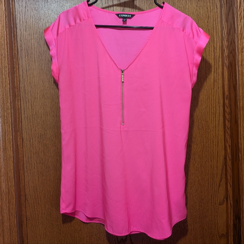 Express Pink V-Neck Women's Top